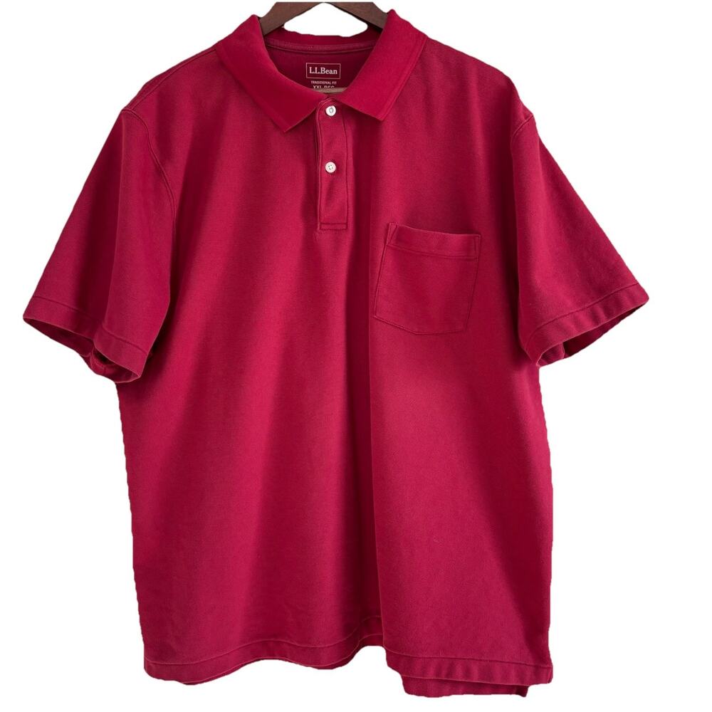 L.L. Bean Men’s XXL-Reg Traditional Fit Red Heavy Pique Cotton S/S Polo Shirt